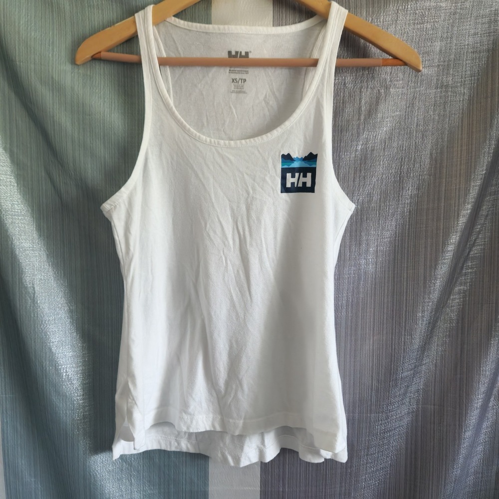 Helly Hansen White Graphic Mountain Logo Tank Top XS Regular 62986‎
